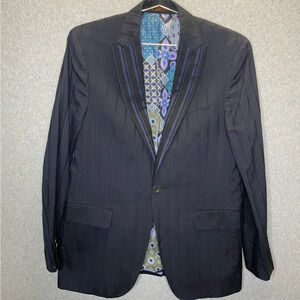 Etro Milano Purple Stripe Tessuto One Button Blazer Suit Jacket